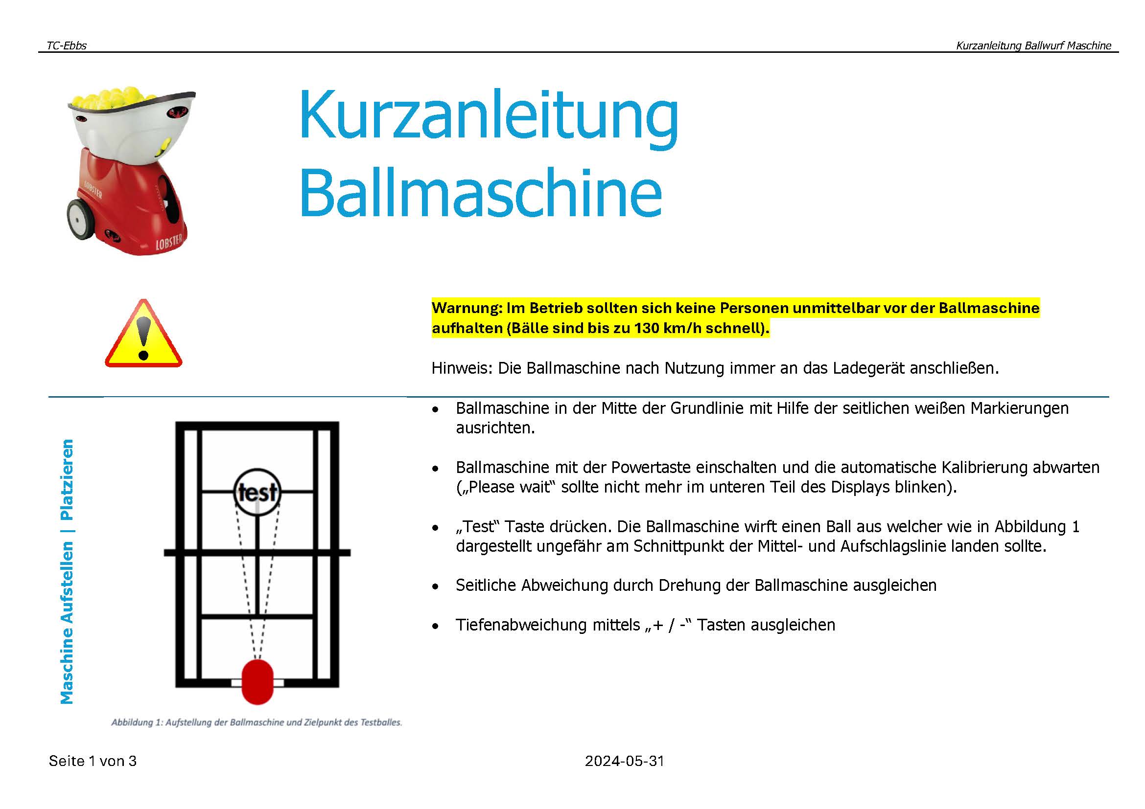 Kurzanleitung Ballwurfmaschine 20240602 Page 1