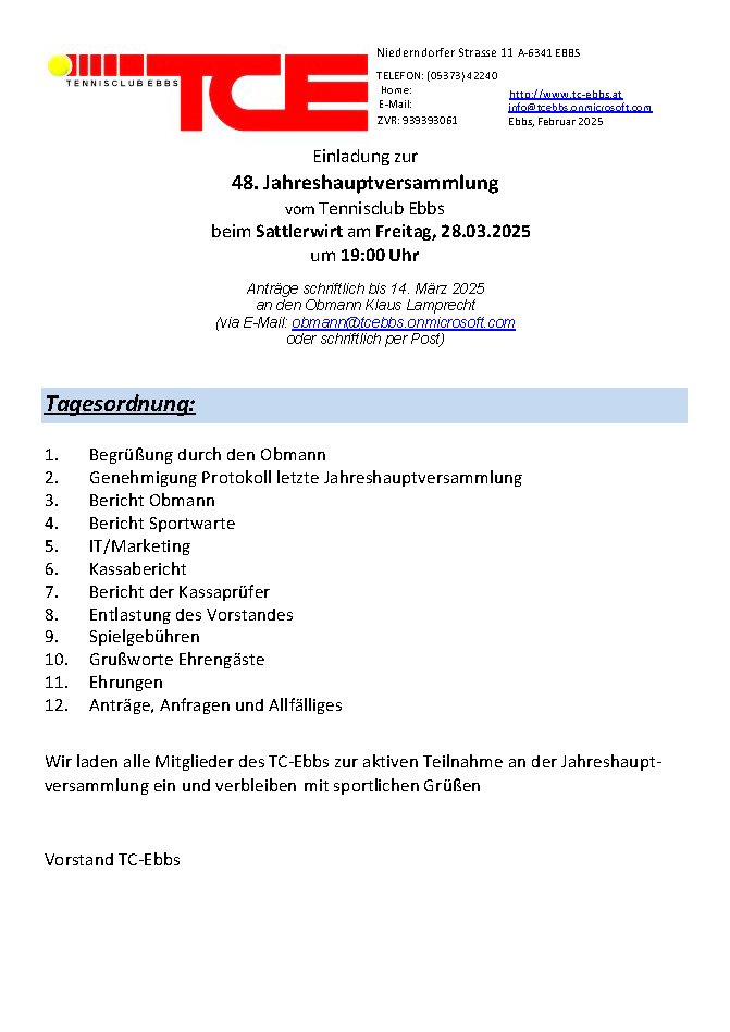 Einladung JHV 2025